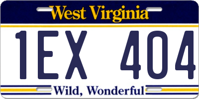 WV license plate 1EX404