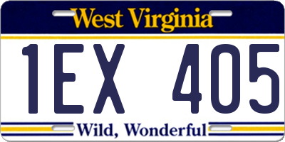 WV license plate 1EX405