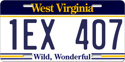 WV license plate 1EX407
