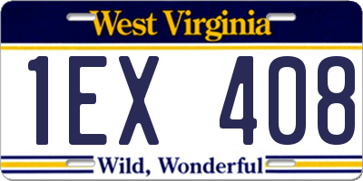 WV license plate 1EX408