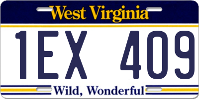 WV license plate 1EX409
