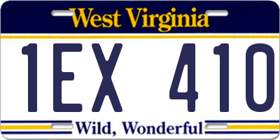 WV license plate 1EX410