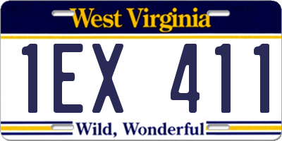 WV license plate 1EX411