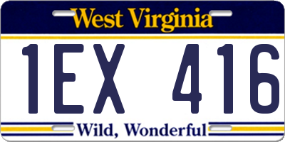WV license plate 1EX416