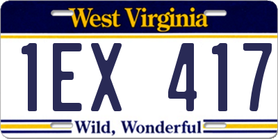 WV license plate 1EX417