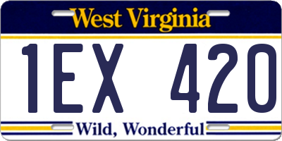 WV license plate 1EX420