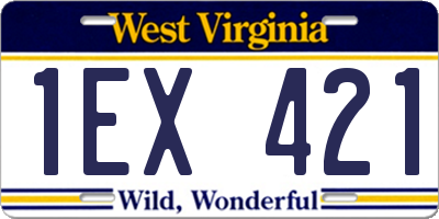 WV license plate 1EX421