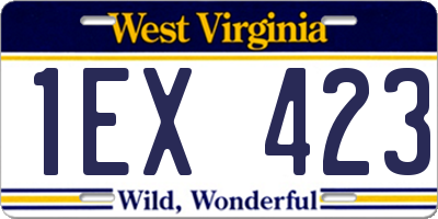 WV license plate 1EX423
