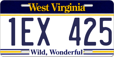 WV license plate 1EX425