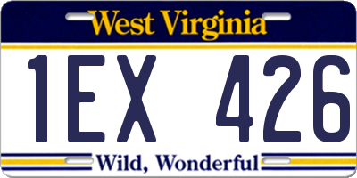 WV license plate 1EX426