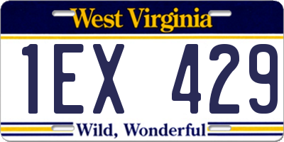 WV license plate 1EX429