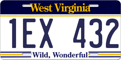WV license plate 1EX432