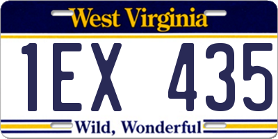 WV license plate 1EX435