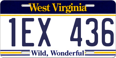 WV license plate 1EX436