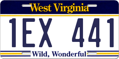 WV license plate 1EX441