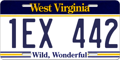 WV license plate 1EX442
