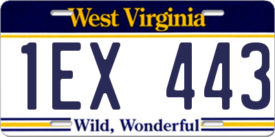 WV license plate 1EX443