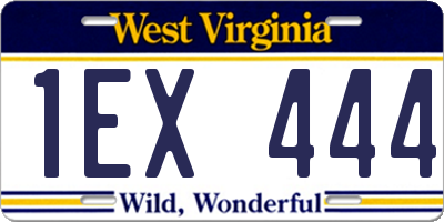 WV license plate 1EX444