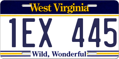 WV license plate 1EX445