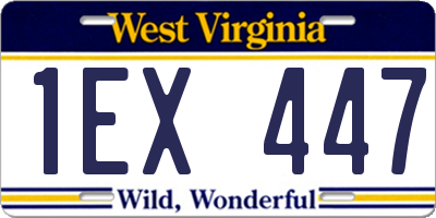 WV license plate 1EX447