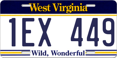 WV license plate 1EX449