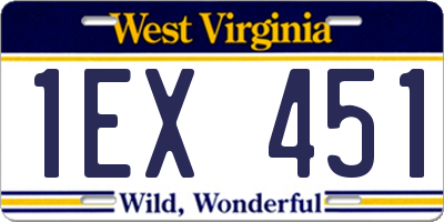WV license plate 1EX451