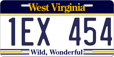 WV license plate 1EX454