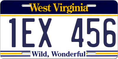 WV license plate 1EX456