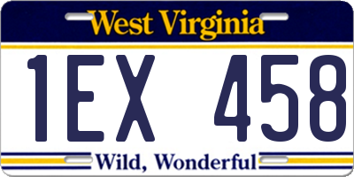 WV license plate 1EX458