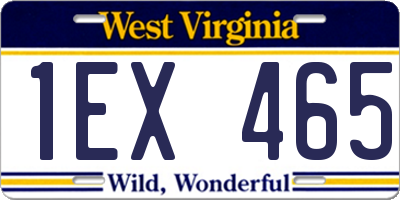 WV license plate 1EX465