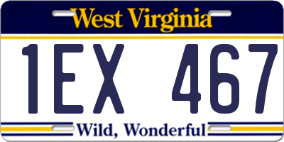 WV license plate 1EX467