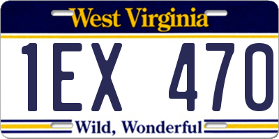 WV license plate 1EX470
