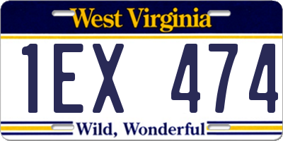 WV license plate 1EX474