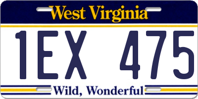 WV license plate 1EX475