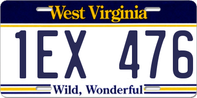WV license plate 1EX476