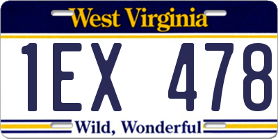 WV license plate 1EX478