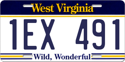 WV license plate 1EX491