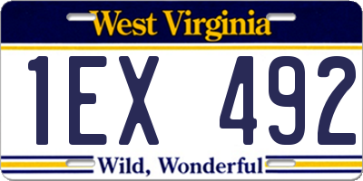 WV license plate 1EX492