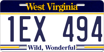 WV license plate 1EX494