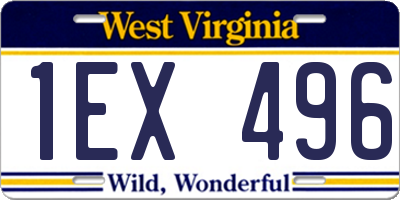 WV license plate 1EX496