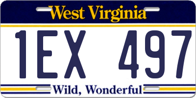 WV license plate 1EX497