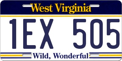 WV license plate 1EX505