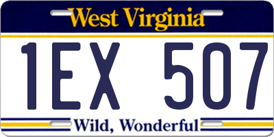 WV license plate 1EX507