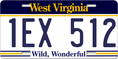 WV license plate 1EX512