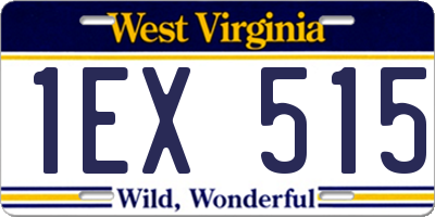 WV license plate 1EX515