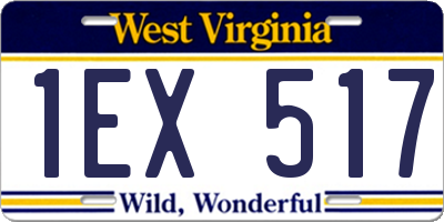 WV license plate 1EX517
