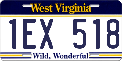WV license plate 1EX518
