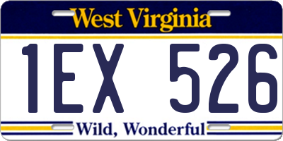 WV license plate 1EX526