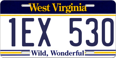 WV license plate 1EX530