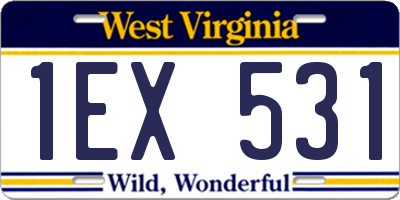 WV license plate 1EX531